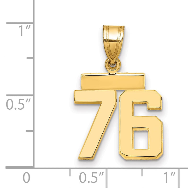 10K Yellow Gold Small Polished Number 76 Charm