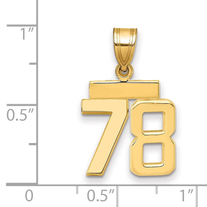 10K Yellow Gold Small Polished Number 78 Charm