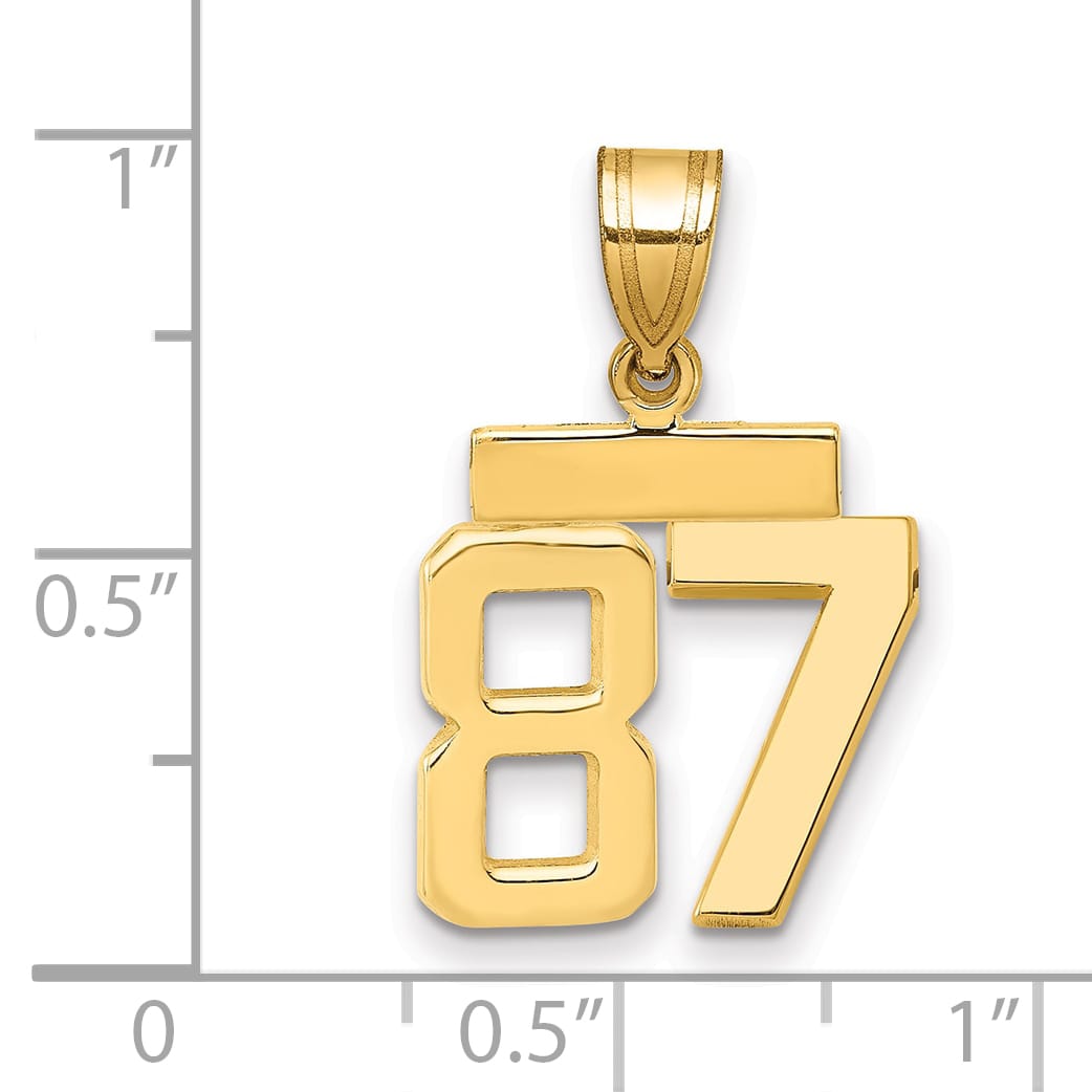 10K Yellow Gold Small Polished Number 87 Charm