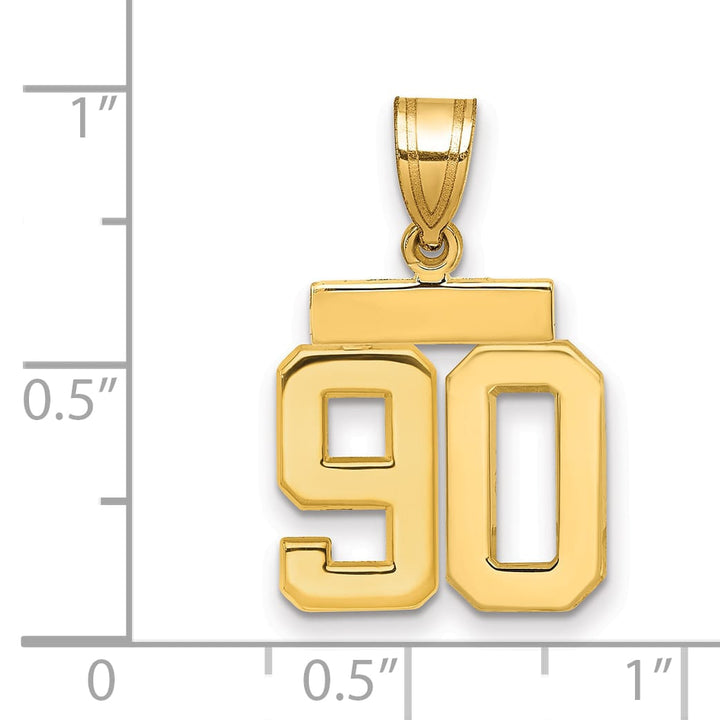 10K Yellow Gold Small Polished Number 90 Charm
