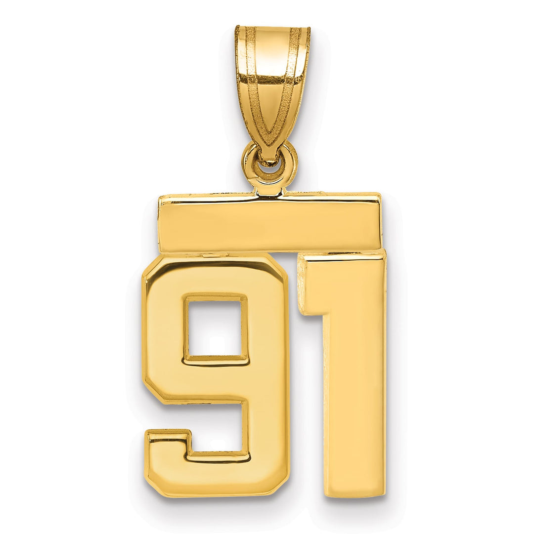 10K Yellow Gold Small Polished Number 91 Charm