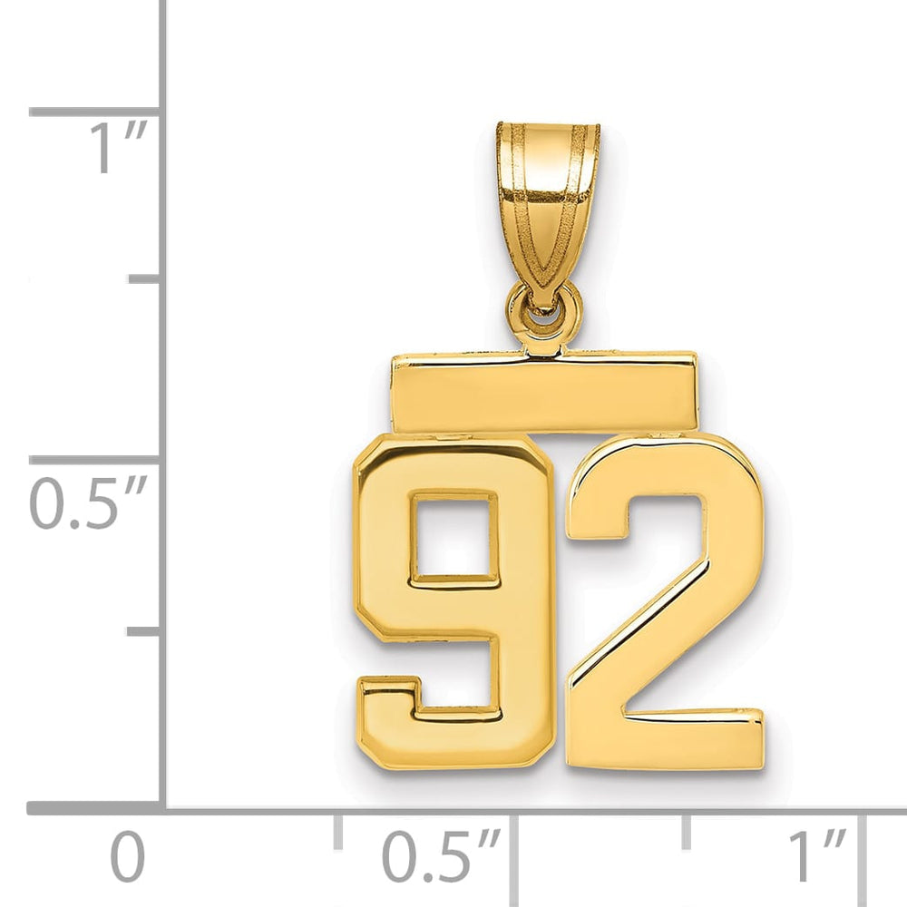 10K Yellow Gold Small Polished Number 92 Charm