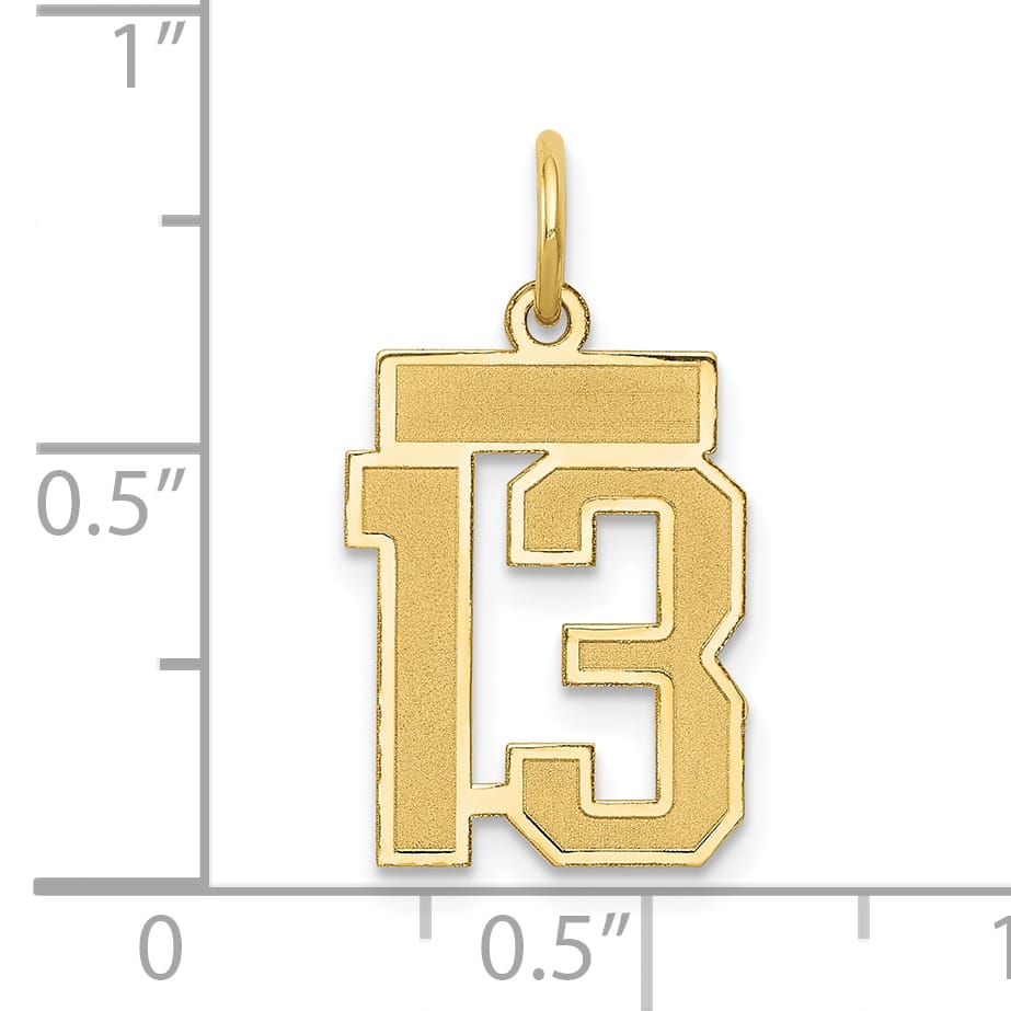 10K Yellow Gold Small Satin Number 13 Charm