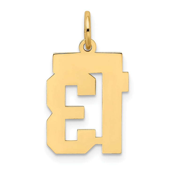 10K Yellow Gold Small Satin Number 13 Charm