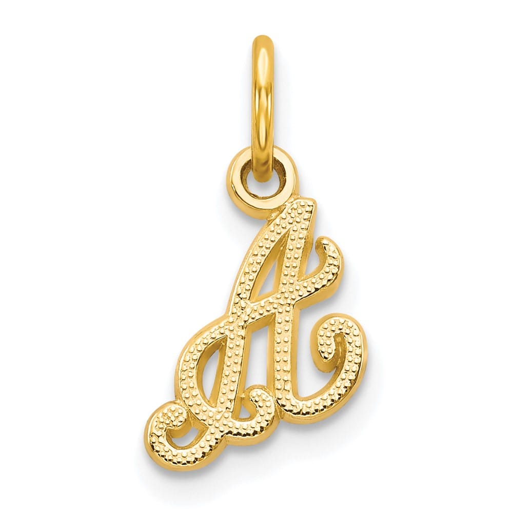 10K Yellow Gold Small Script Letter A Initial Charm