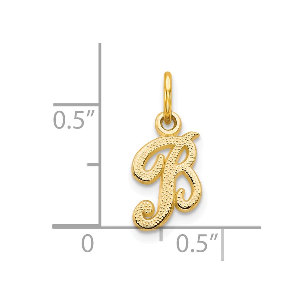 10K Yellow Gold Small Script Letter B Initial Charm