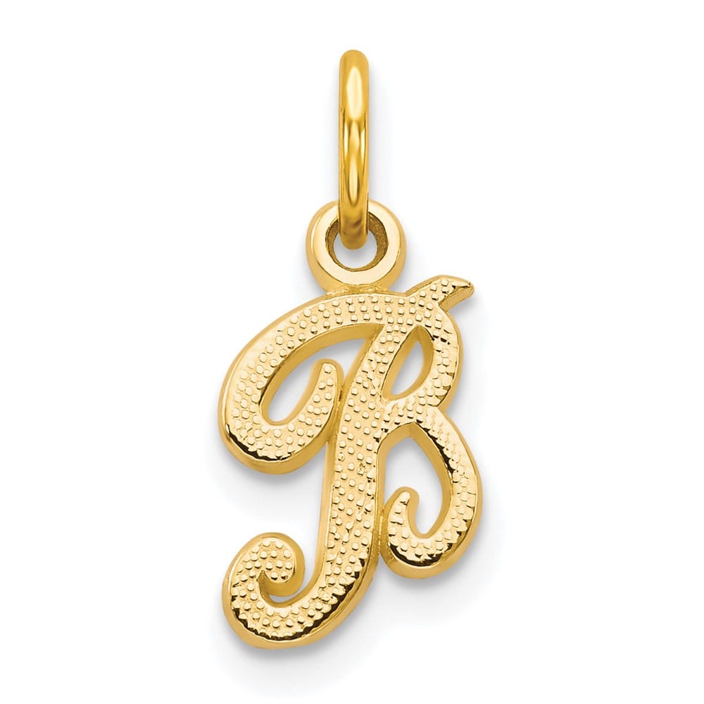 10K Yellow Gold Small Script Letter B Initial Charm