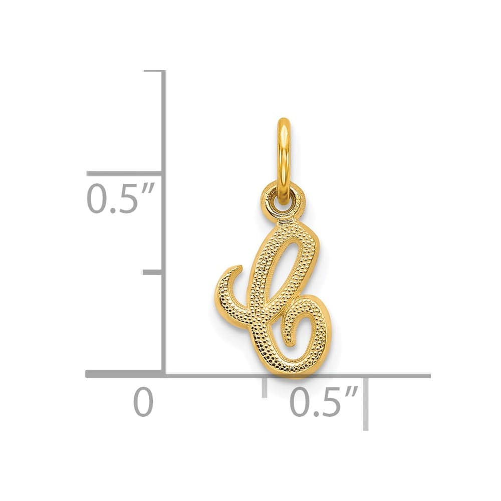 10K Yellow Gold Small Script Letter C Initial Charm