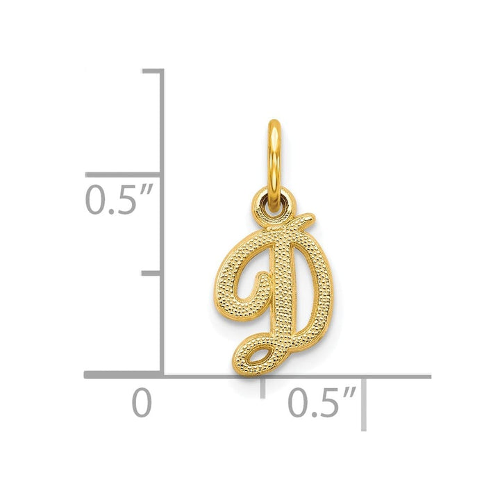 10K Yellow Gold Small Script Letter D Initial Charm