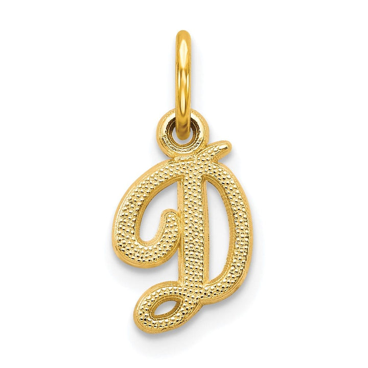 10K Yellow Gold Small Script Letter D Initial Charm