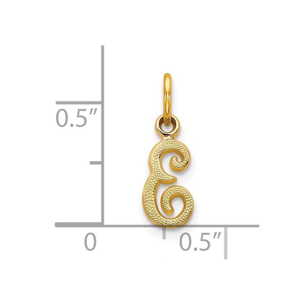 10K Yellow Gold Small Script Letter E Initial Charm