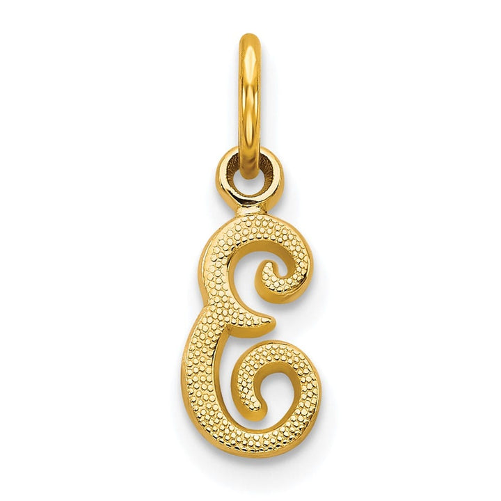 10K Yellow Gold Small Script Letter E Initial Charm