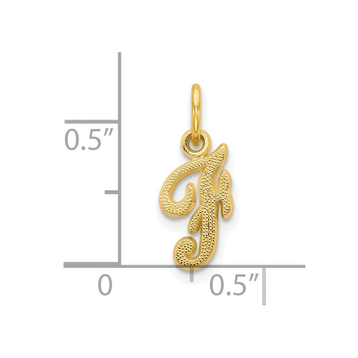 10K Yellow Gold Small Script Letter F Initial Charm