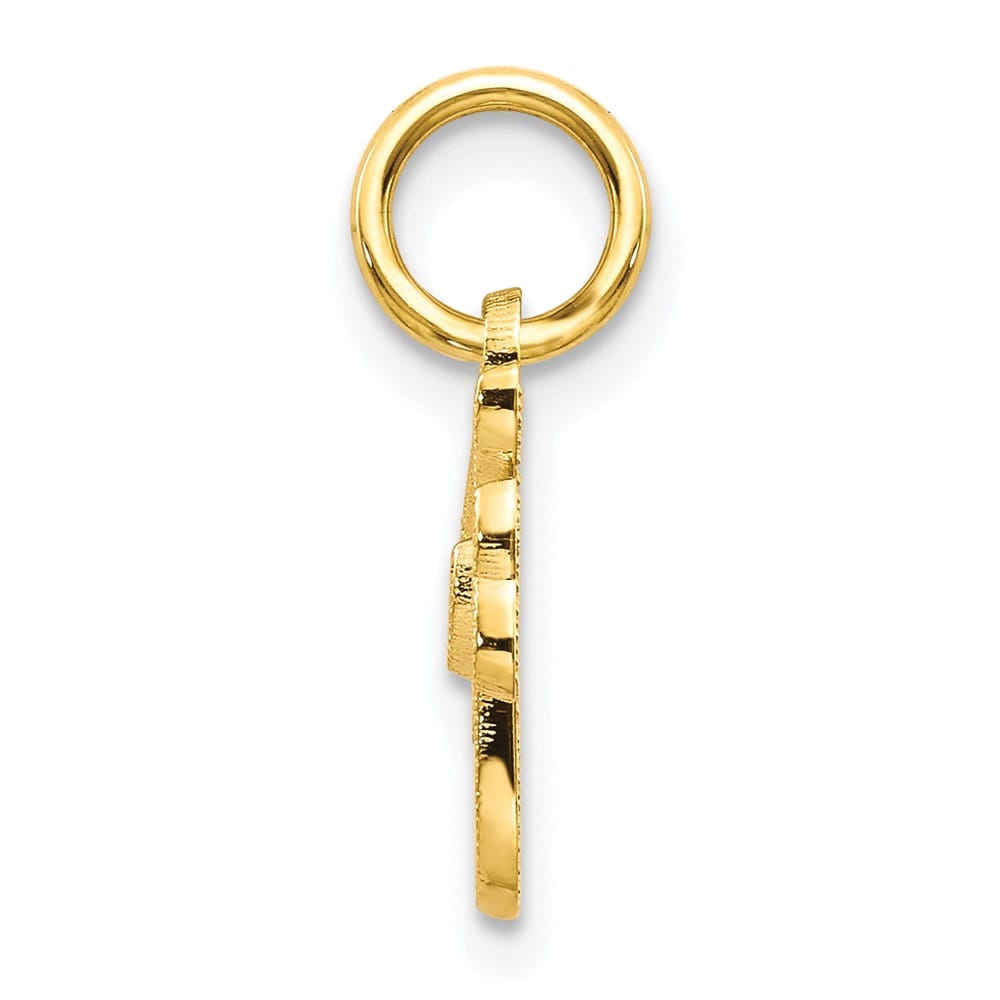 10K Yellow Gold Small Script Letter F Initial Charm
