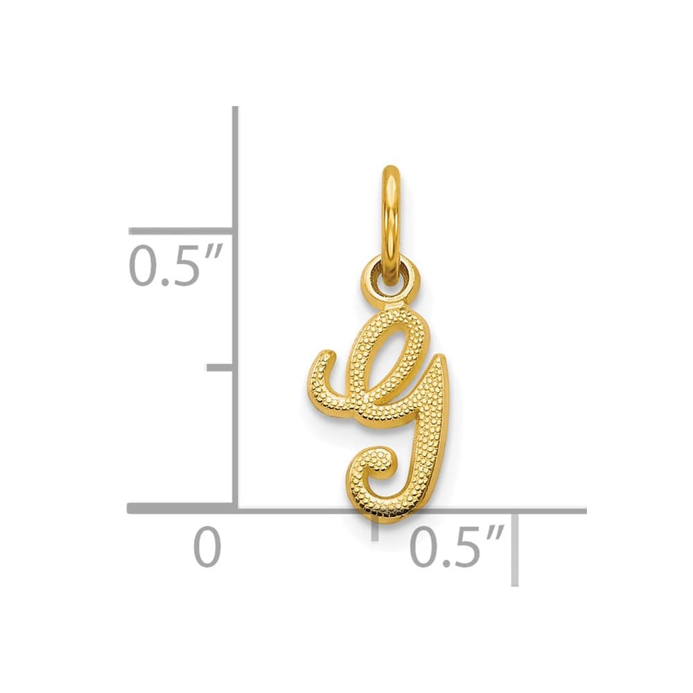 10K Yellow Gold Small Script Letter G Initial Charm
