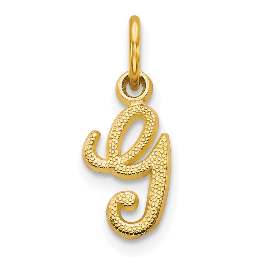 10K Yellow Gold Small Script Letter G Initial Charm