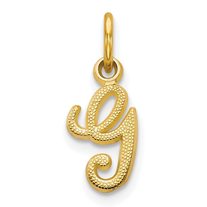 10K Yellow Gold Small Script Letter G Initial Charm