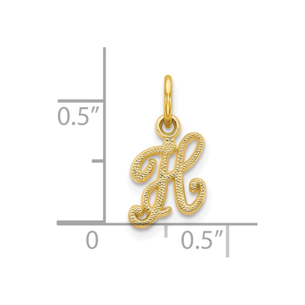 10K Yellow Gold Small Script Letter H Initial Charm