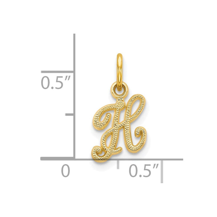10K Yellow Gold Small Script Letter H Initial Charm
