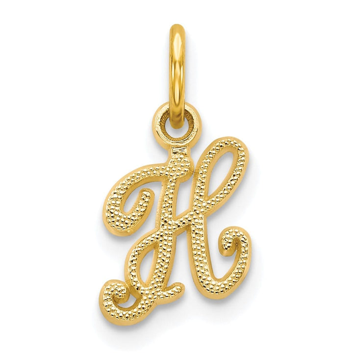 10K Yellow Gold Small Script Letter H Initial Charm