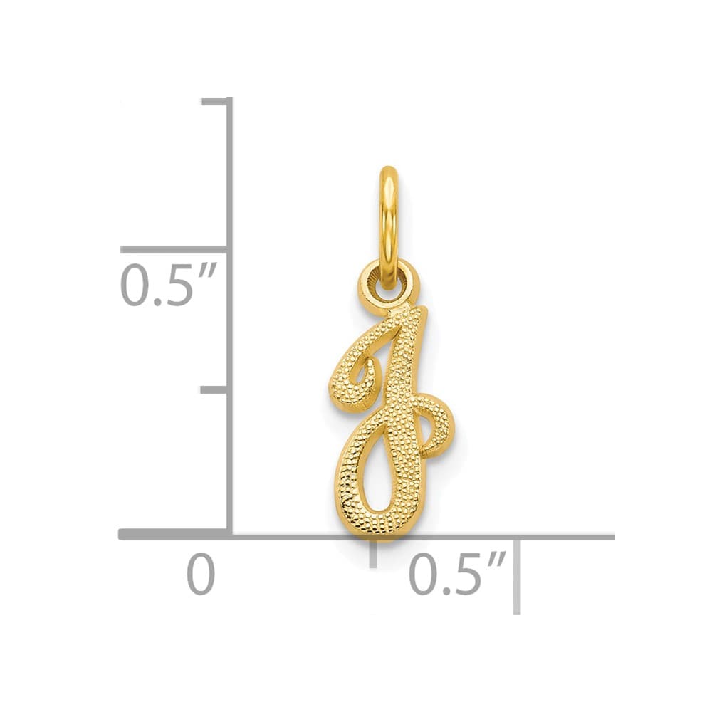 10K Yellow Gold Small Script Letter J Initial Charm