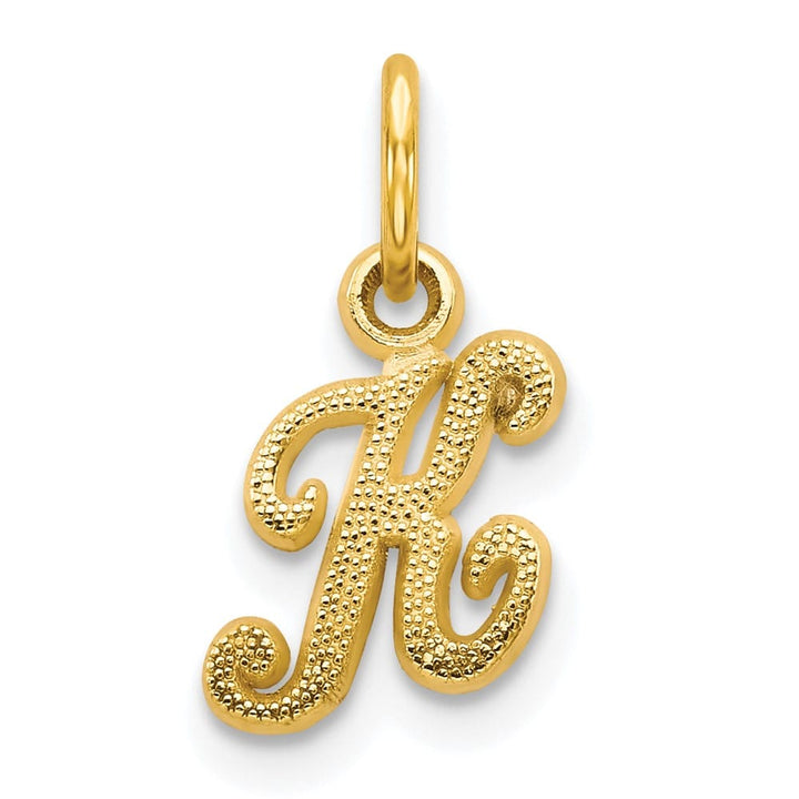 10K Yellow Gold Small Script Letter K Initial Charm