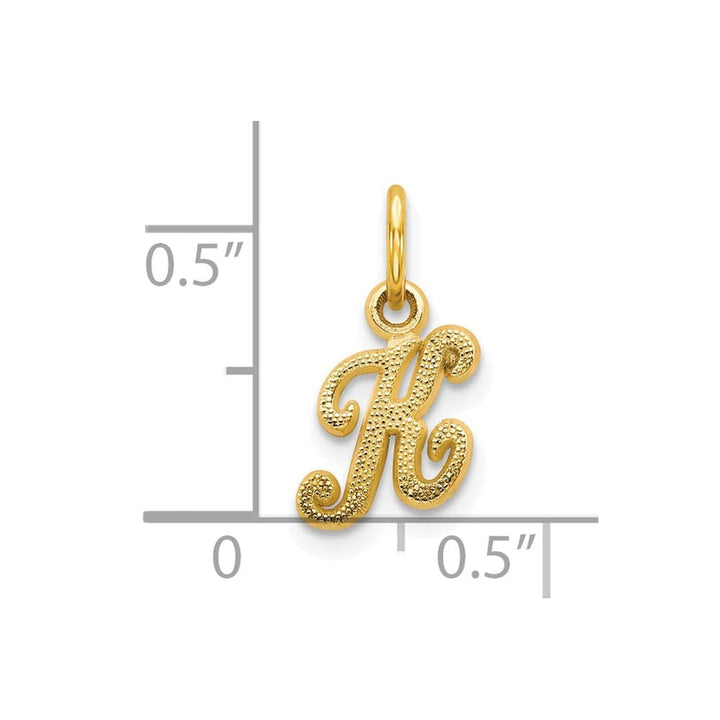10K Yellow Gold Small Script Letter K Initial Charm
