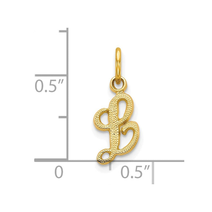 10K Yellow Gold Small Script Letter L Initial Charm