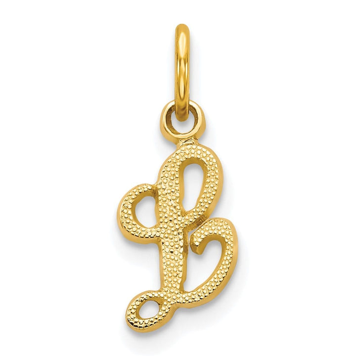 10K Yellow Gold Small Script Letter L Initial Charm