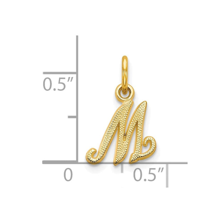 10K Yellow Gold Small Script Letter M Initial Charm