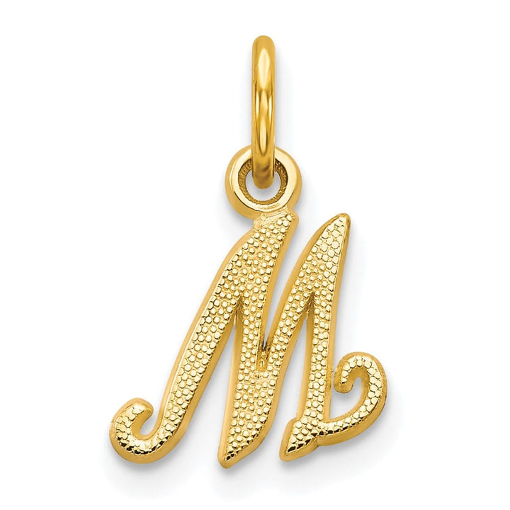 10K Yellow Gold Small Script Letter M Initial Charm