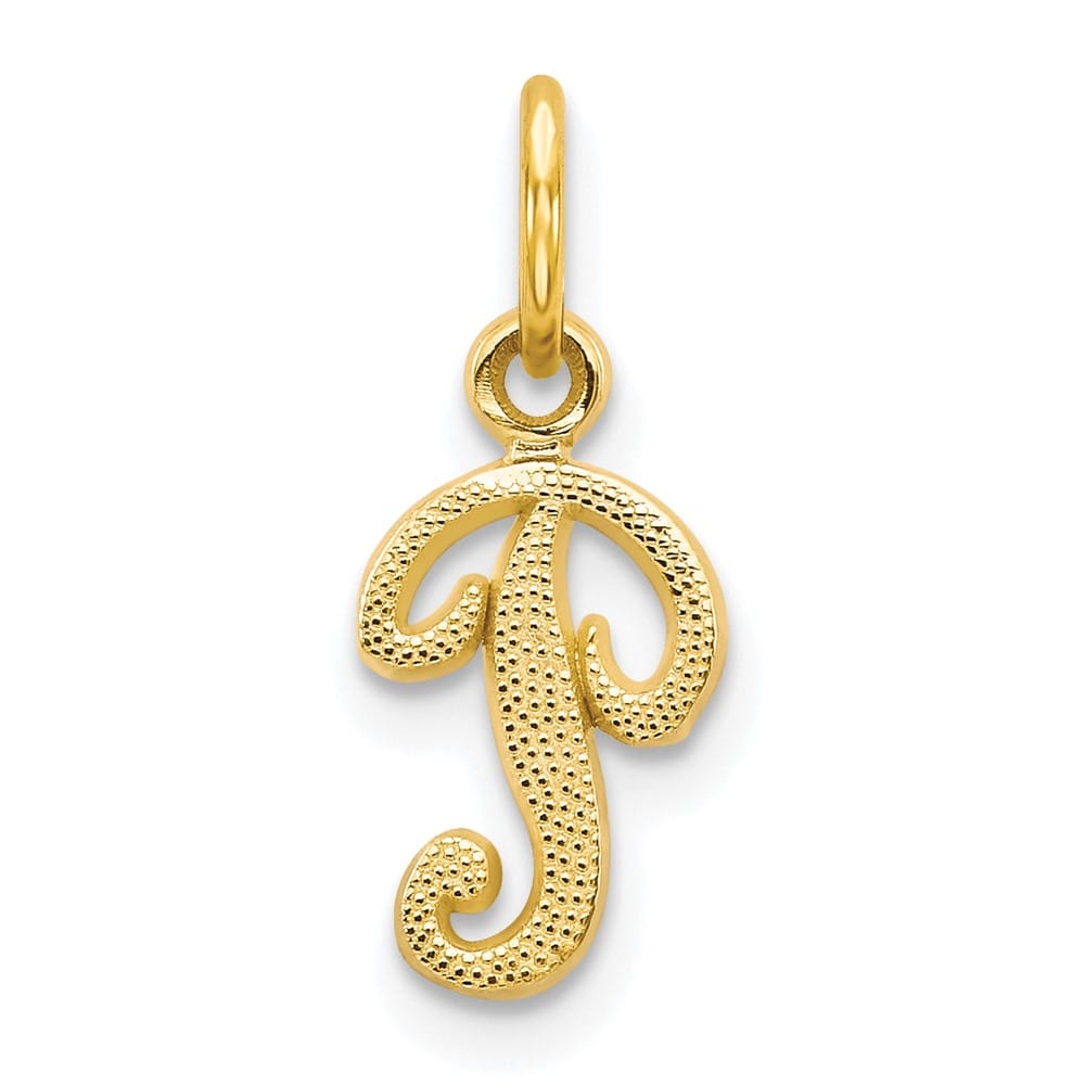 10K Yellow Gold Small Script Letter P Initial Charm