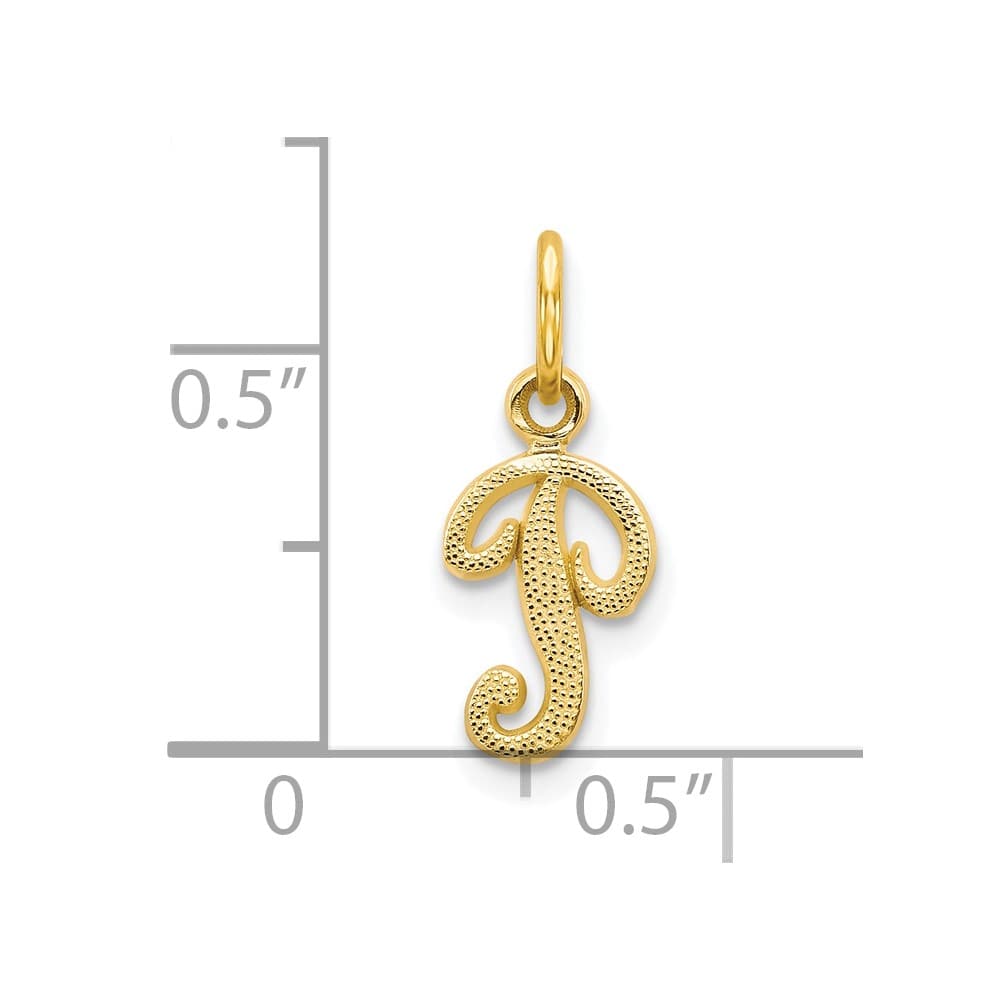 10K Yellow Gold Small Script Letter P Initial Charm