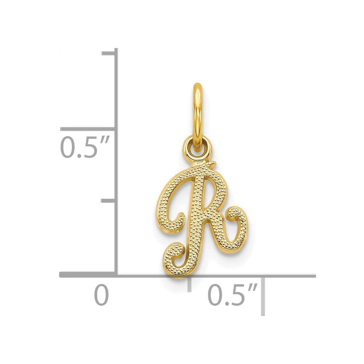 10K Yellow Gold Small Script Letter R Initial Charm