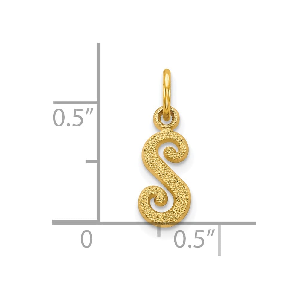 10K Yellow Gold Small Script Letter S Initial Charm