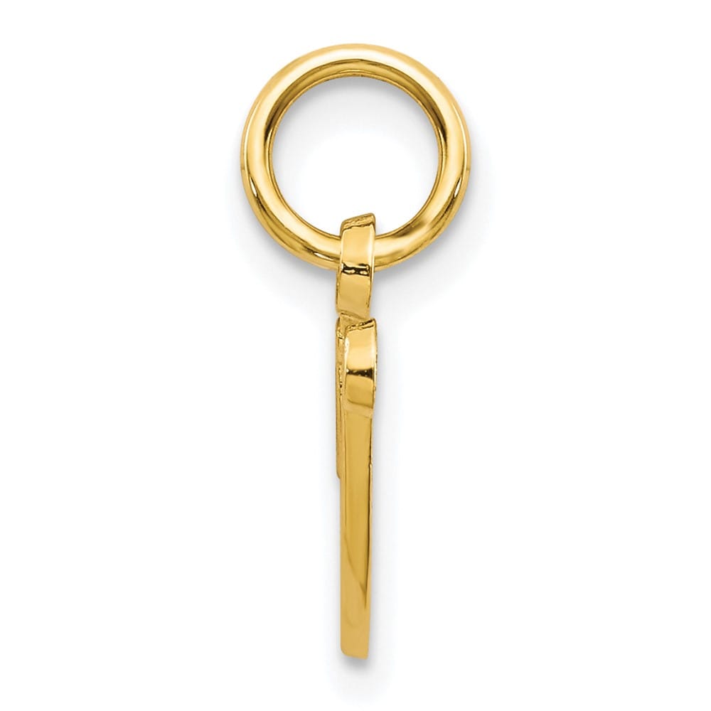 10K Yellow Gold Small Script Letter V Initial Charm