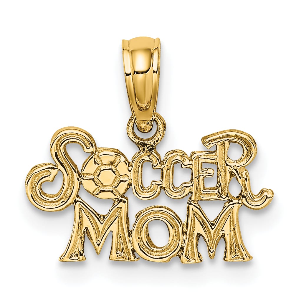 10K Yellow Gold Soccer MOM Charm, Large