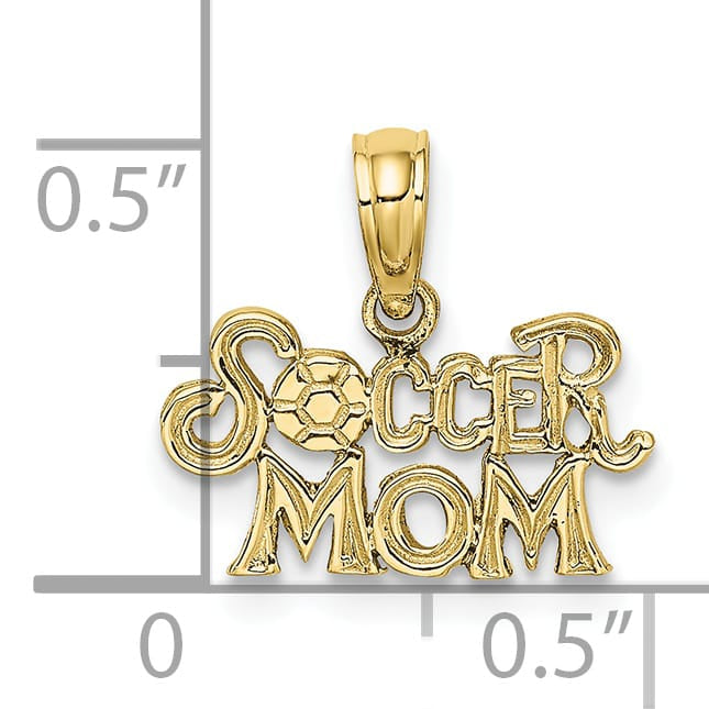 10K Yellow Gold Soccer MOM Charm, Large