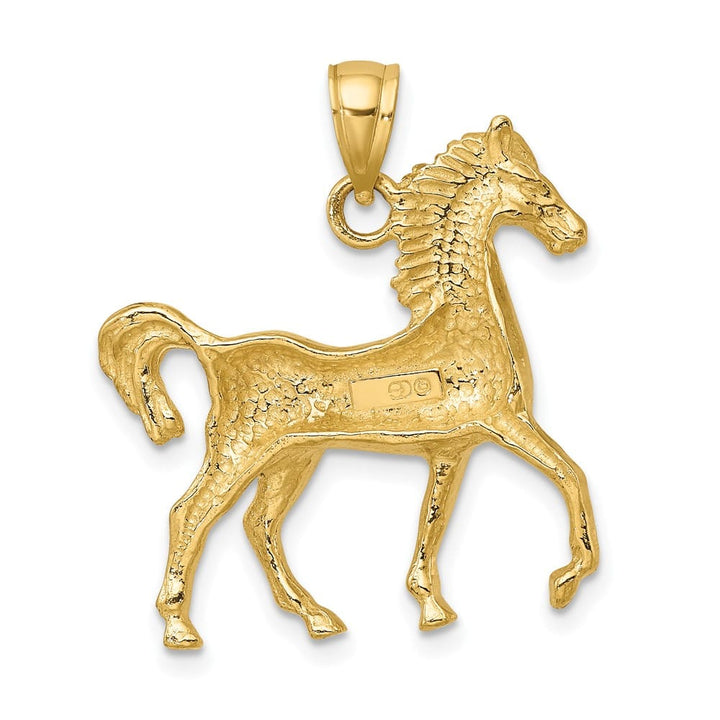 10K Yellow Gold Solid 2-D Polished Large Horse Charm