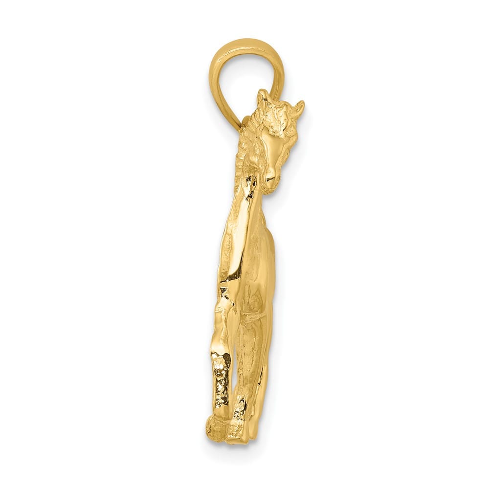 10K Yellow Gold Solid 2-D Polished Large Horse Charm