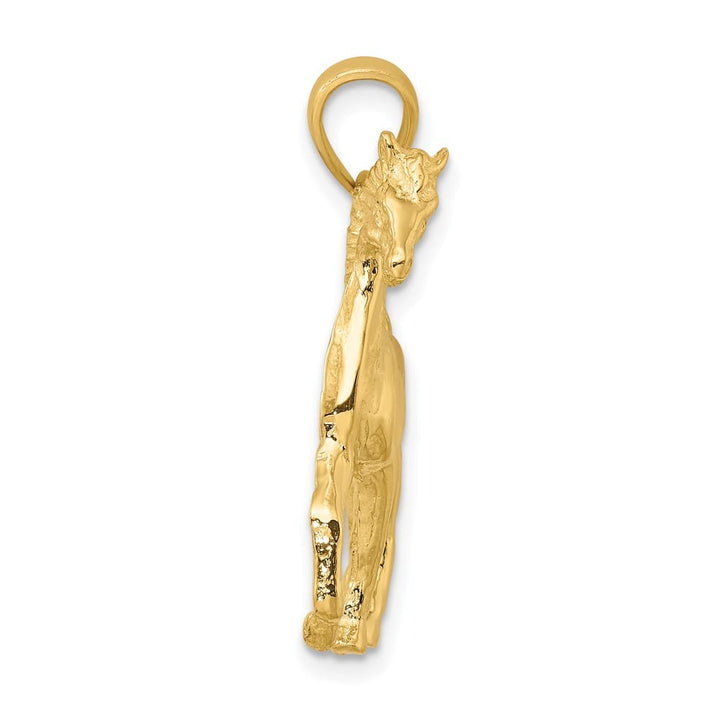 10K Yellow Gold Solid 2-D Polished Large Horse Charm