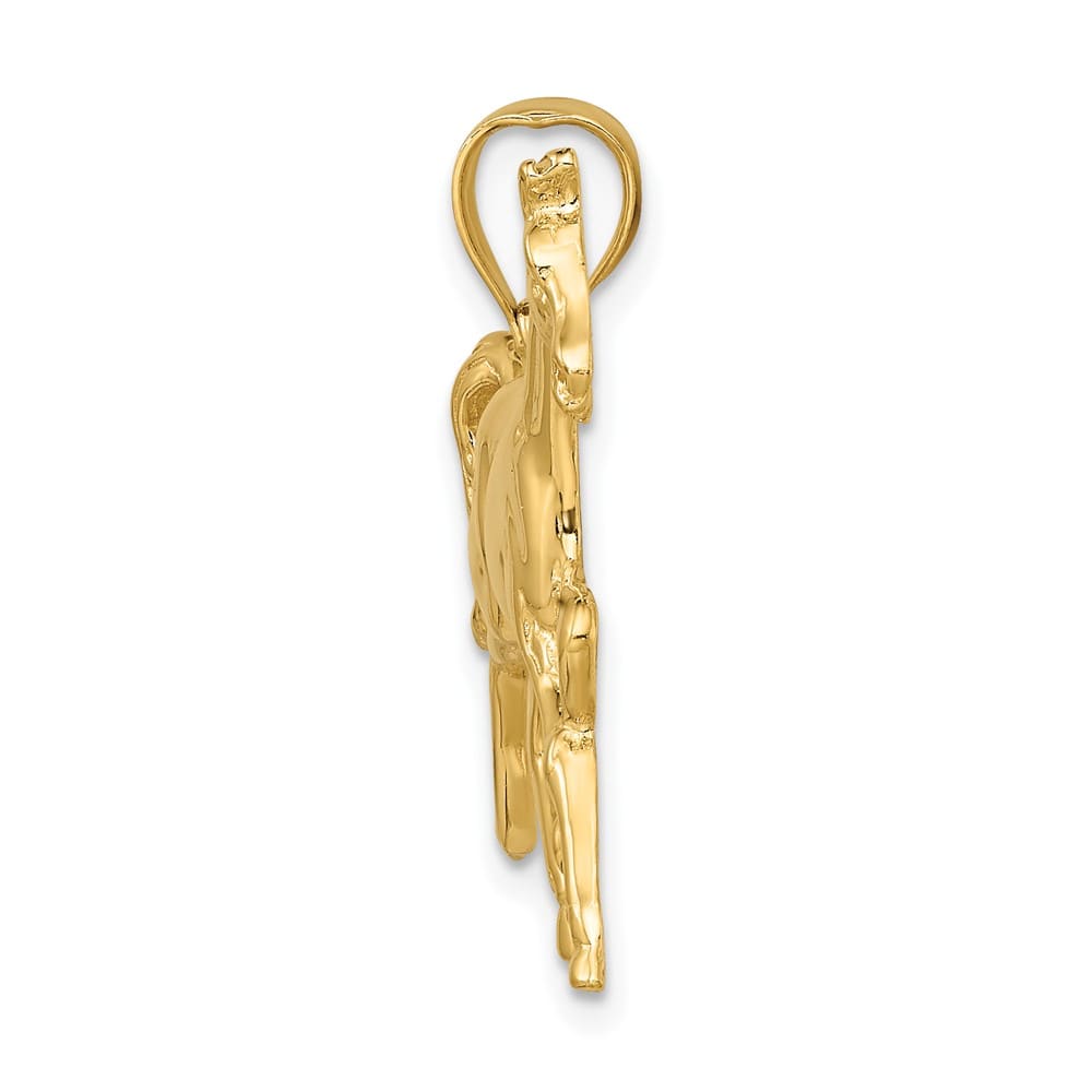 10K Yellow Gold Solid 2-D Polished Large Horse Charm