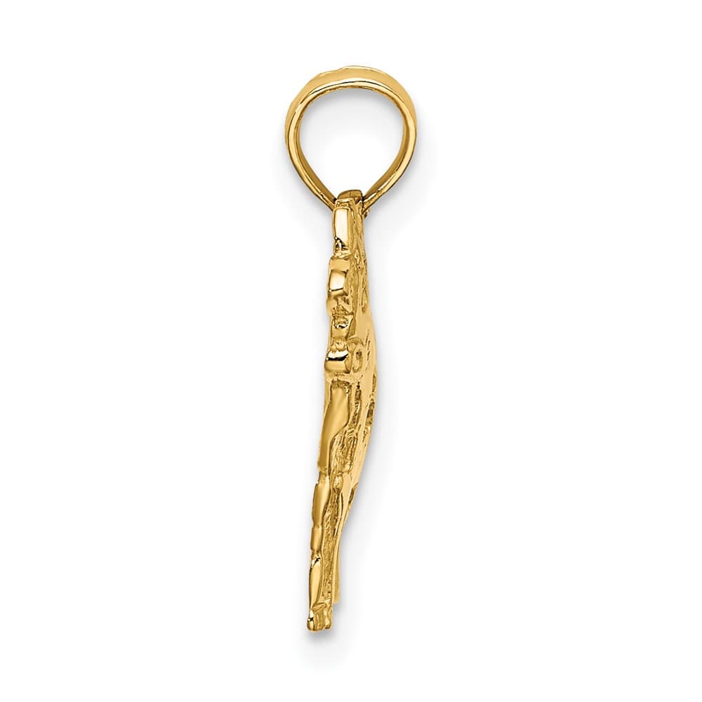 10K Yellow Gold Solid 2-D Polished Medium Playful Cow Charm