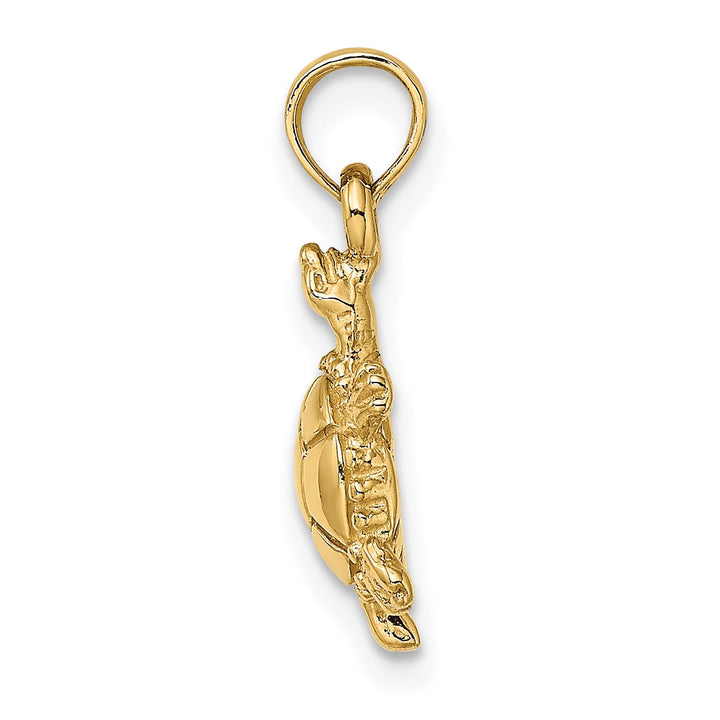 10K Yellow Gold Solid 3-D Polished Land Turtle Charm Pendant