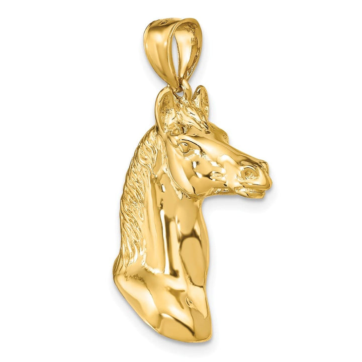 10K Yellow Gold Solid 3-D Polished Large Horse Head Charm