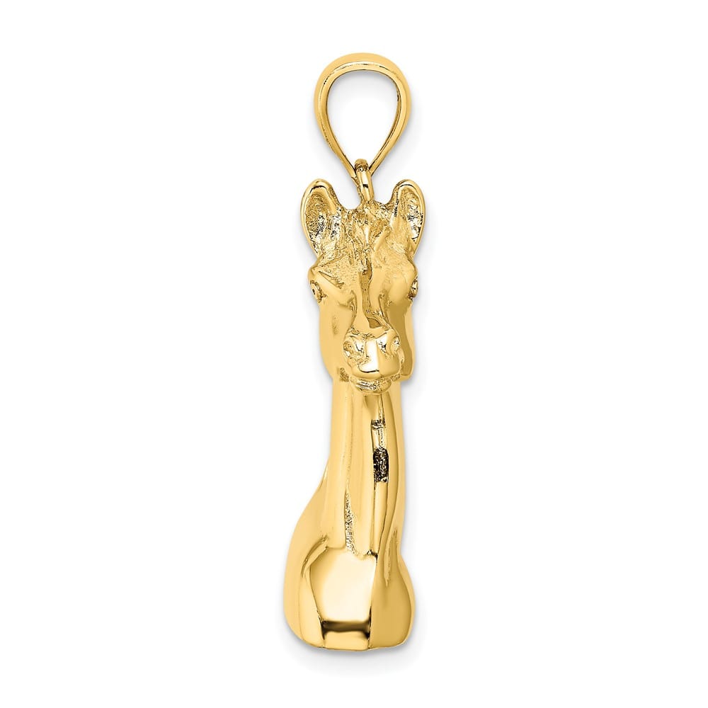 10K Yellow Gold Solid 3-D Polished Large Horse Head Charm