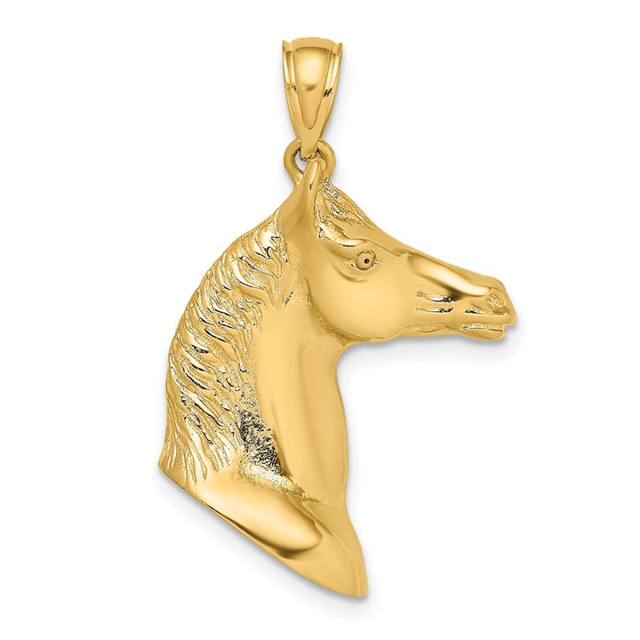 10K Yellow Gold Solid 3-D Polished Large Horse Head Charm