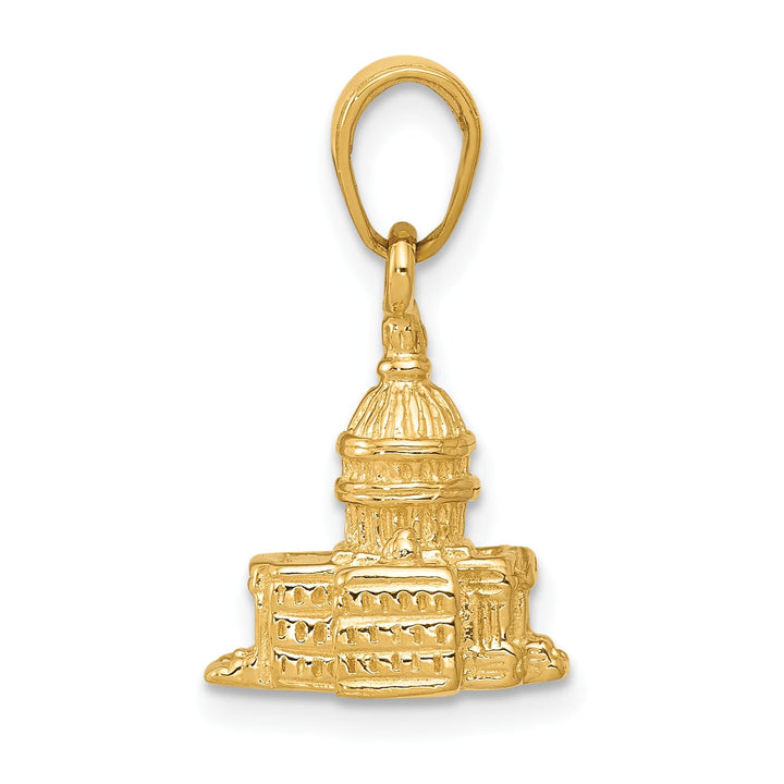 10K Yellow Gold Solid 3-D Washington D.C. Capitol Building Pendant