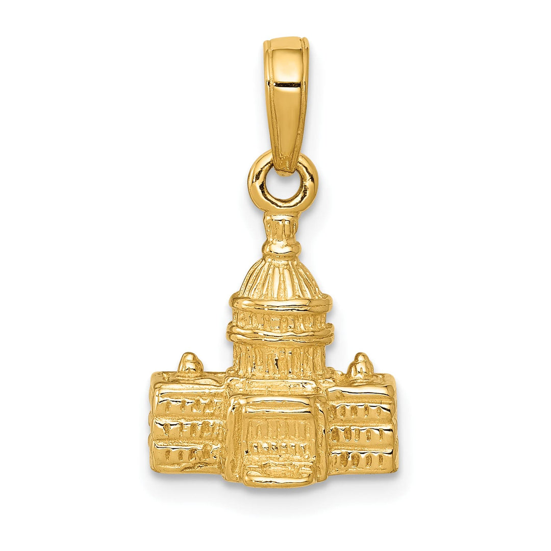 10K Yellow Gold Solid 3-D Washington D.C. Capitol Building Pendant