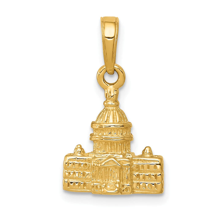 10K Yellow Gold Solid 3-D Washington D.C. Capitol Building Pendant